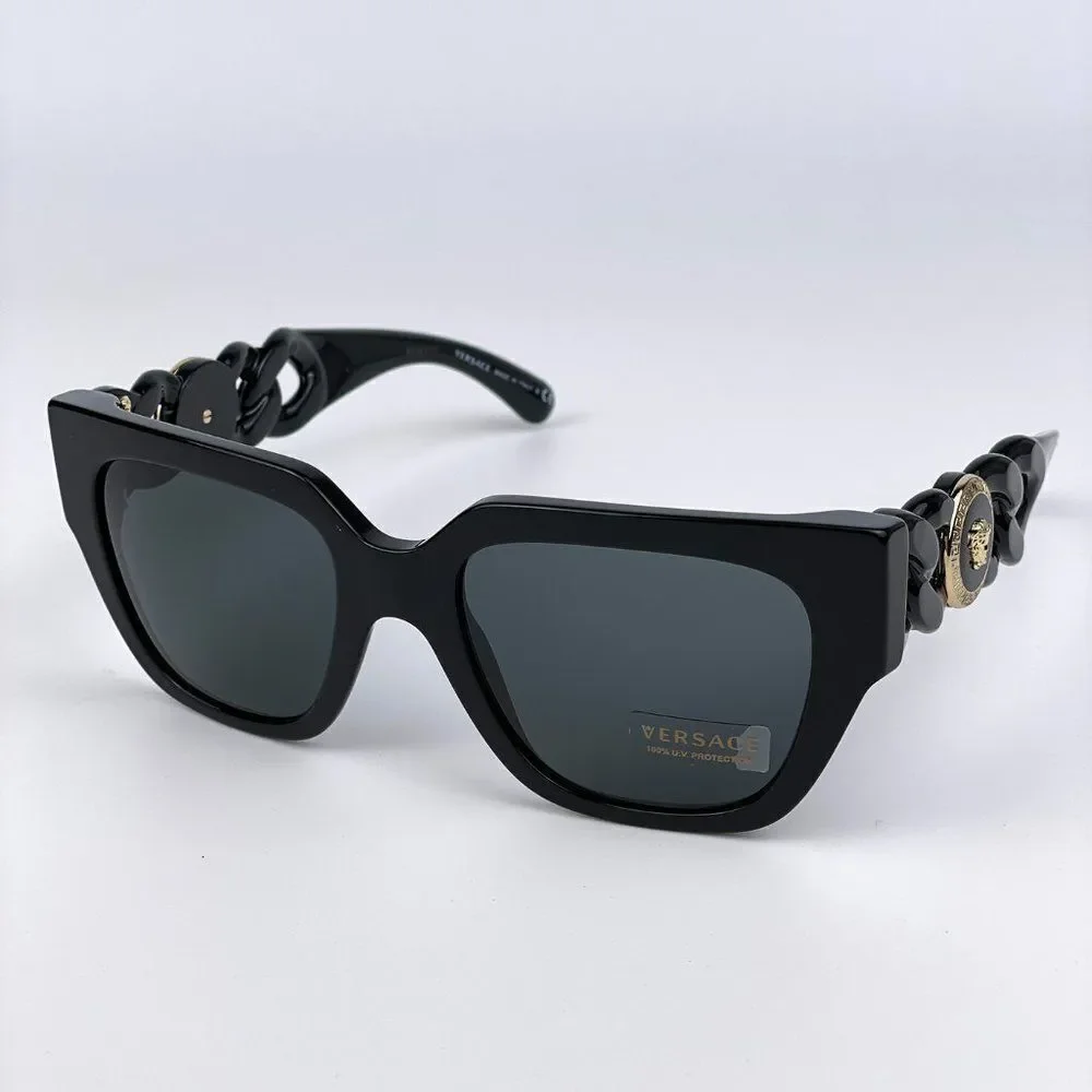 NEW Versace VE4409 GB1/87 Black Gray Square Women Square Sunglasses
